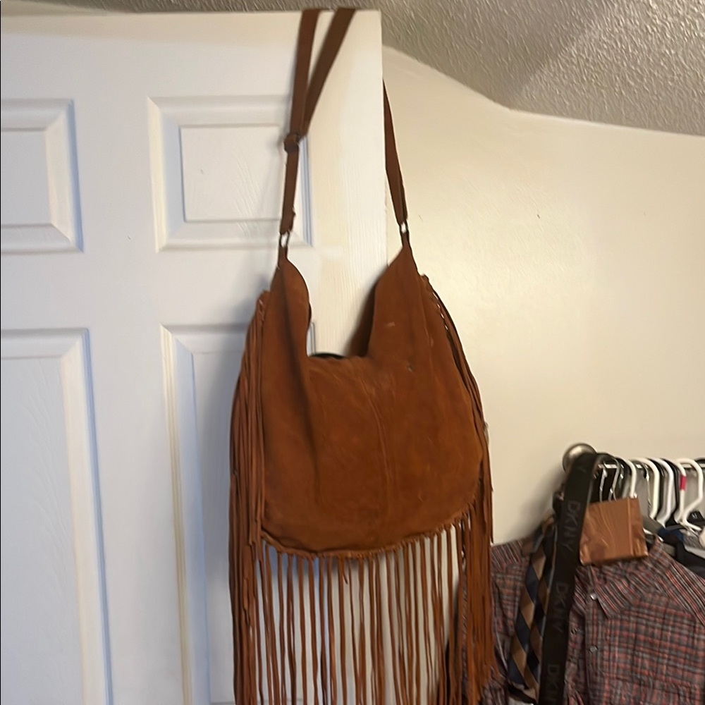 Brown Fringe Suede Bag